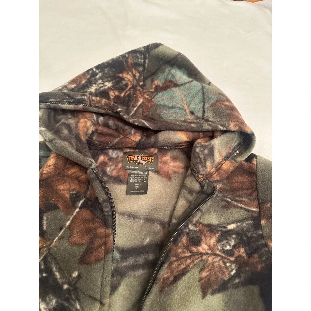 Trail Crest Camo Jacket Kids Size 6  Fleece Full Zip Hooded Hunting Outdoor Boys